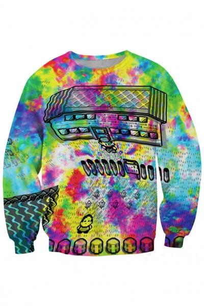 Oasap Graphic Printing And Dyeing Print Sweatshirt
