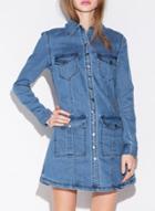 Oasap Women's Bodycon Washed Denim Dress