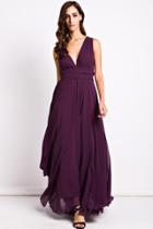 Oasap Chic V Neck Backless Chiffon Dress