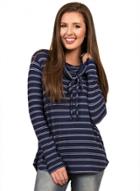 Oasap Cowl Neck Bow Long Sleeve Knit Striped Tee Shirt