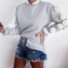 Oasap Fashion Long Sleeve Sweatshirt With Pom Pom
