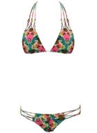 Oasap Women's Floral Print Strappy Two Piece Bikini