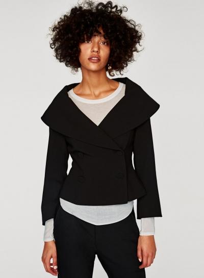Oasap Turn Down Collar V Neck Long Sleeve Double Breasted Blazer