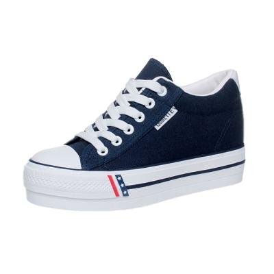 Oasap Height Increasing Round Toe Flat Platform Canvas Shoes