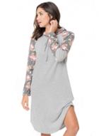 Oasap Gray Floral Sleeve Shift Hoodie Mini Dress