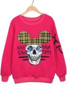 Oasap Cartoon Skull Fleece Sweatshirt