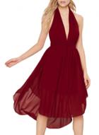 Oasap Women's Halter Deep V Neck Backless Chiffon Party Cocktail Dress