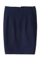 Oasap Simple Deep Blue Denim Pencil Medi Skirt