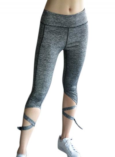 Oasap Women's Bandage Skinny Sports Yoga Running Cropped Pants
