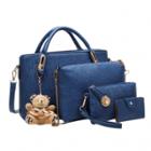 Oasap 4 Pieces Pu Leather Tote Cross Shoulder Purse Bag