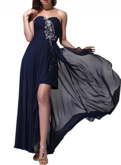 Oasap Women's Elegant Rhinestone Off Shoulder Slit Prom Dress