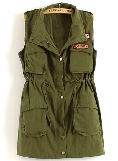 Oasap Turn Down Collar Sleeveless Button Down Vest