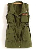 Oasap Turn Down Collar Sleeveless Button Down Vest