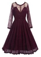 Oasap Long Sleeve Lace A-line Evening Dress