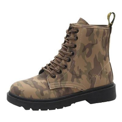 Oasap Vintage Round Toe Lace Up Camouflage Motorcycle Boots