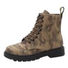 Oasap Vintage Round Toe Lace Up Camouflage Motorcycle Boots