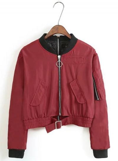 Oasap Stand Collar Long Sleeve Jackets
