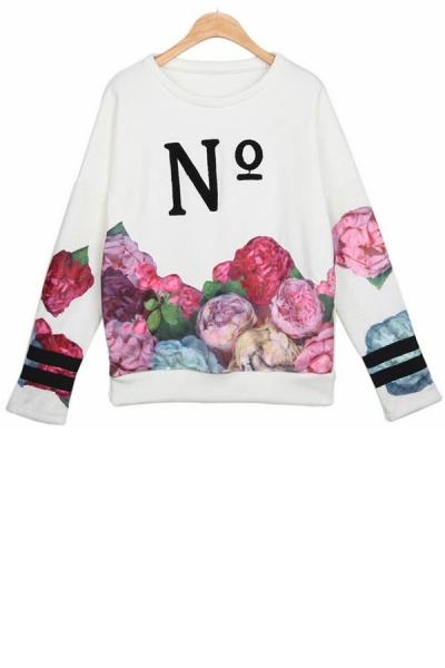 Oasap No Floral Fleece Sweatshirt