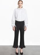Oasap White Flounce Sleeve Slim Shirt