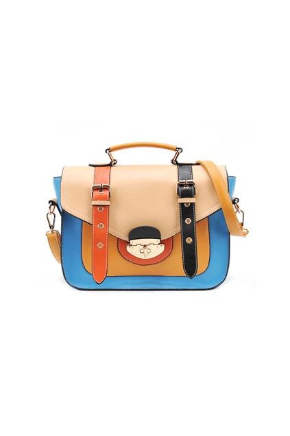 Oasap Color Block Pin Buckle Embellished Shoulder Bag