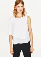 Oasap White Asymmetrical Off Shoulder Shirt
