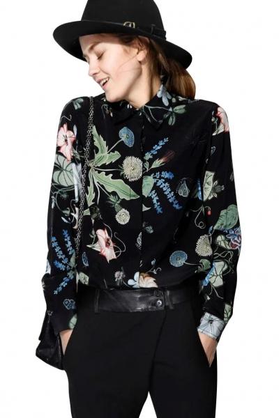 Oasap Demure Button Down Chiffon Blouse