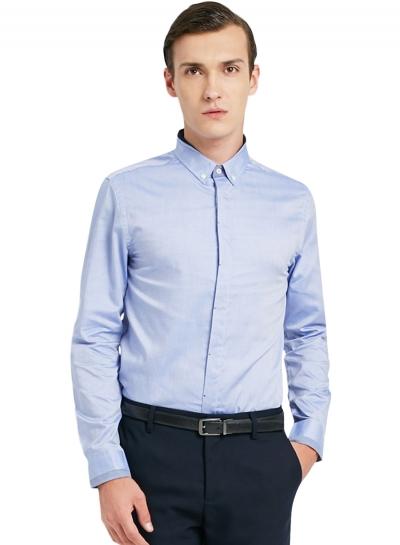 Oasap Men's Classic Solid Color Long Sleeve Button Front Shirt