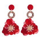 Oasap Diamonds Decoration Dangle Flower Shape Earrings