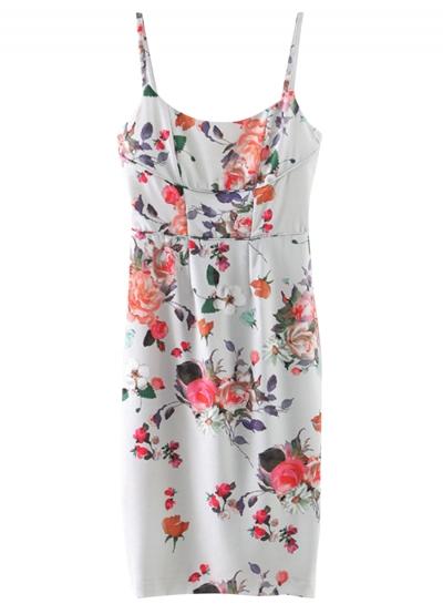 Oasap Women's Fashion Sleeveless Strappy Floral Print Bodycon Dress