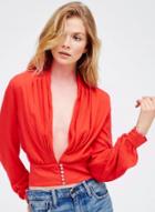 Oasap Deep V Button Front Solid Elegant Blouse