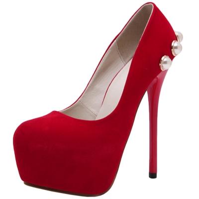 Oasap Round Toe Slip-on High Heels Pumps