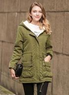Oasap Fashion Long Sleeve Lamb Wool Parka Coat