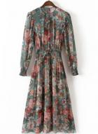 Oasap Fashion Long Sleeve Floral Midi Chiffon Dress