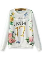 Oasap White Number 17 Jolie Sweatshirt
