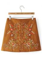 Oasap Floral Embroidery Studded Decoration Skirt