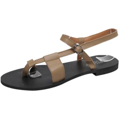 Oasap Buckle Strap Hollow Out Clip Toe Sandals