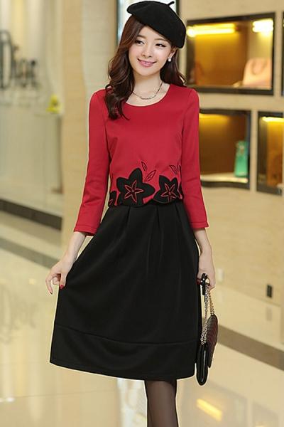 Oasap Scalloped Long Sleeves Top Midi Skirt Matching Sets