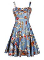 Oasap Vintage Printed A-line Swing Dress