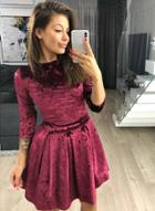 Oasap Round Neck Half Sleeve Solid Color Dress