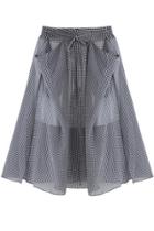 Oasap Sheer Plaid-print Skirt