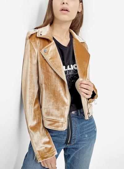 Oasap Fashion Zip Velvet Motorcycle Jacket