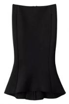 Oasap Formal Solid Black Medi Skirt With Fishtail Hem