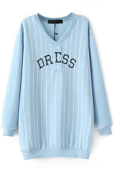 Oasap Subtle Pinstripe Long Sweatshirt