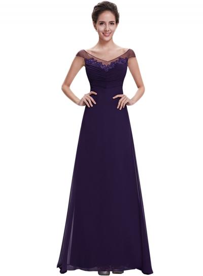 Oasap Women's Lace Trim Mesh Paneled Slim Fit Prom Dress