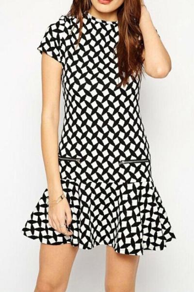 Oasap Cubic Geo Illusion Mini Dress