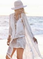 Oasap Lace Cover Up Cardigan With Tassel
