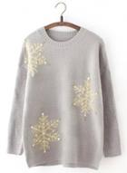 Oasap Long Sleeve Snowflake Christmas Pullover Sweater