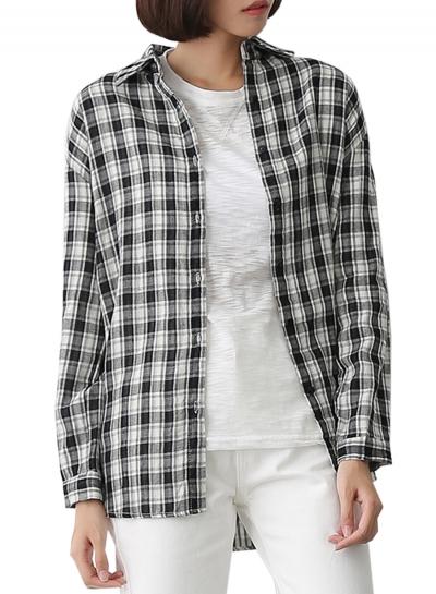 Oasap Women's Classic Long Sleeve Plaid Button Down Shirt