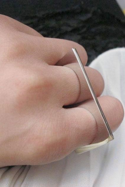 Oasap Rectangle Shaped Double Rowed Rings