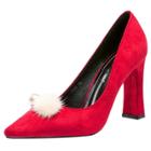 Oasap Pointed Toe Solid Color Faux Pearl Decoration Heels